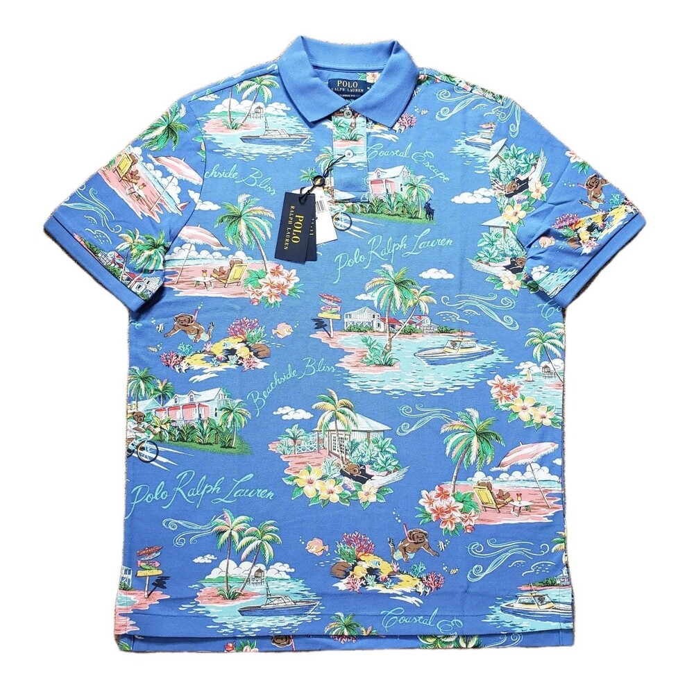 NWT Polo Ralph Lauren Bahama Bear Sz Medium Classic Fit Mens Polo Shirt Island